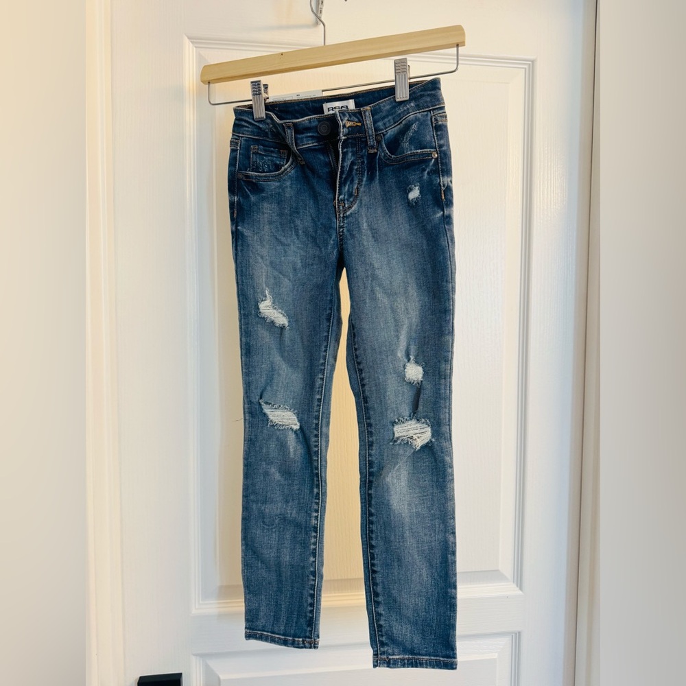 RSQ Girls from Tilly’s  - mid rise ankle Distressed Blue Jeans. Girls 7